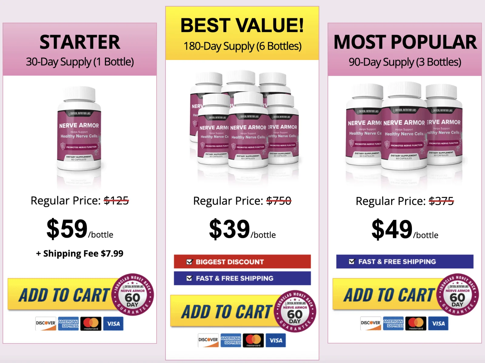 nerve armor three package options